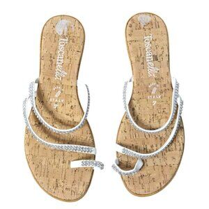 Toscanella Womens Slip On Sandals Size 7 Summer Glitter Neutral Glam‎ Sparkly